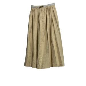 Vintage Sears Women's Pleated Skirt Beige ILGWU Union Made 1980s